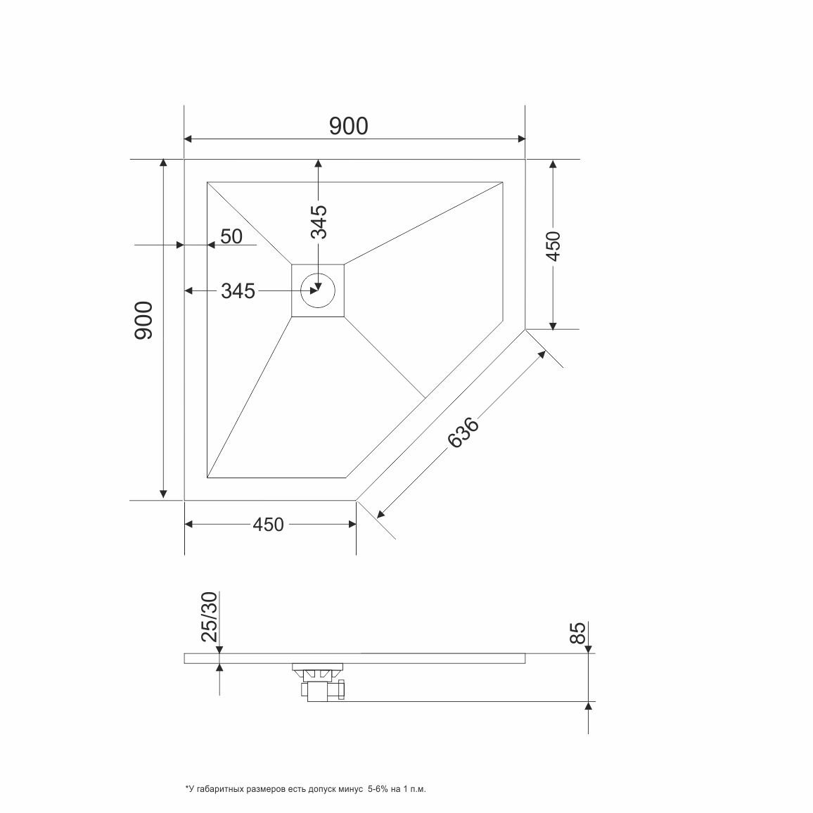 Поддон для душа Grossman Strong GR-S19090D 90x90 белый