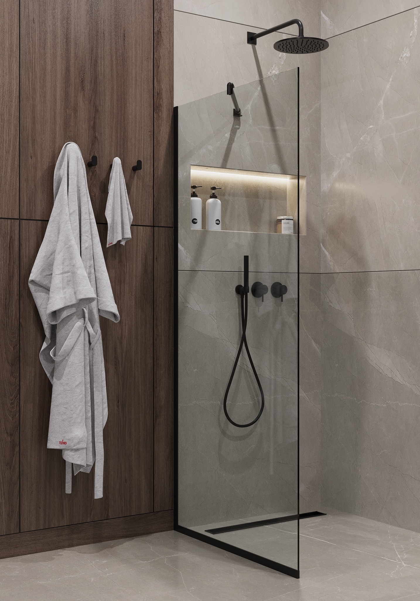 Душевая перегородка Timo TP-890/03C-8 89x195 прозрачное, черный