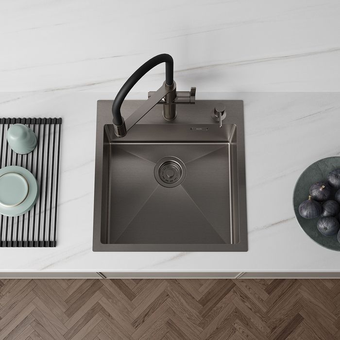 Кухонная мойка Iddis Haze врезной монтаж, нержавеющая сталь, графит, 49х51х20 см, HAZ49GMi77