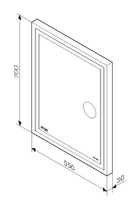 Зеркало Am.Pm Gem 55 см, с подсветкой, часами, косм.зеркалом