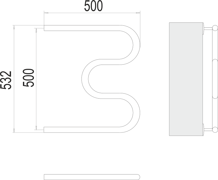 Полотенцесушитель водяной Terminus М-обр БШ 500x500, 4620768880926