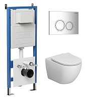 Подвесной унитаз Grossman с инсталляцией 900.K31.01.000+клавиша хром глянцевый 700.K31.01.100.100+унитаз GR-4411S