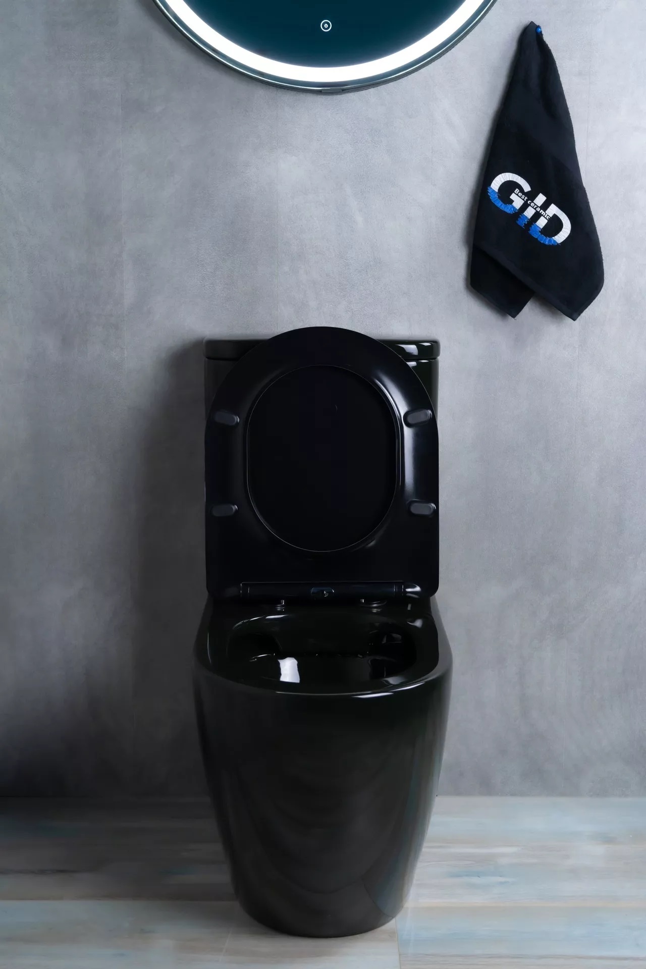 Унитаз-компакт Gid Tr2177BL безободковый, черный глянцевый