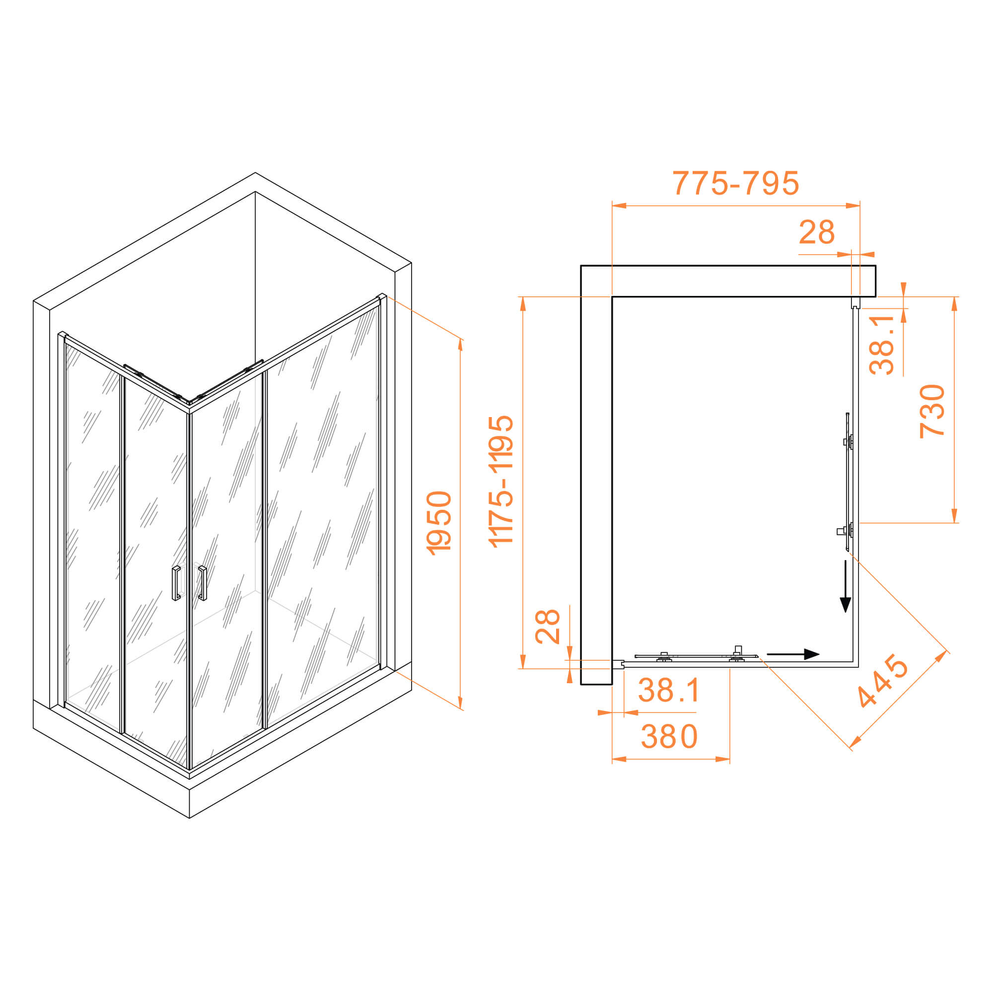 Душевой уголок RGW Passage PA-246B 120x80 прозрачное, черный 030824682-14