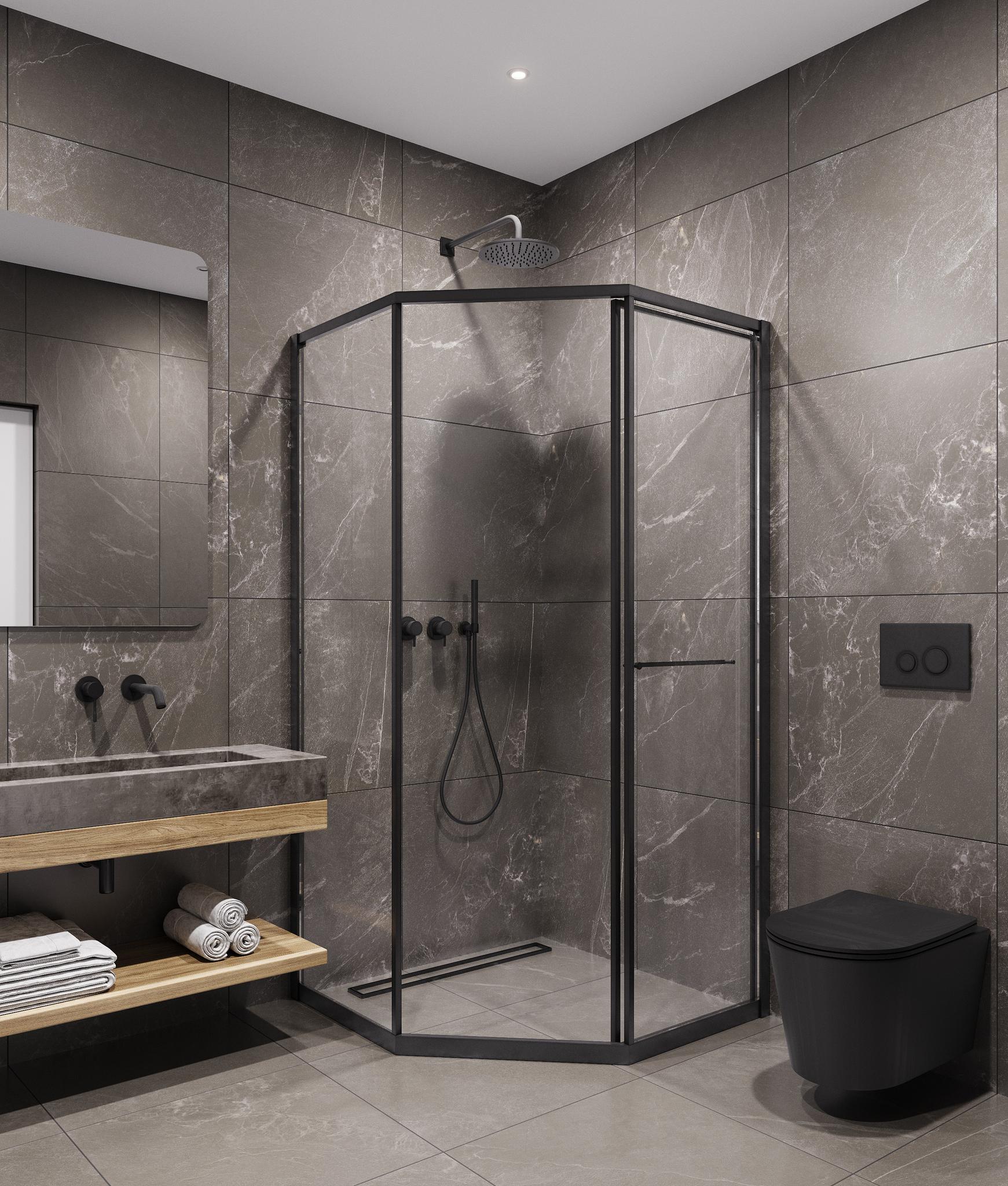 Душевой уголок Timo TTSS-100/03C-8R 100x100 правый, прозрачный, черный