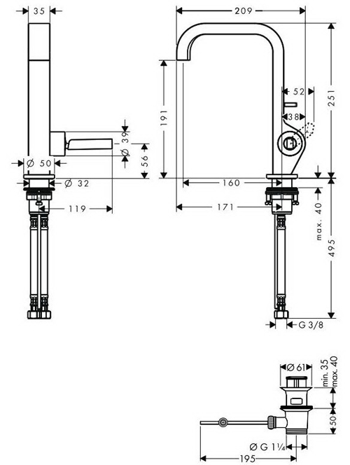 Смеситель для раковины Axor Citterio 39034000