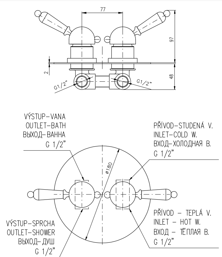 Смеситель для ванны Rav Slezak Labe L586KZ