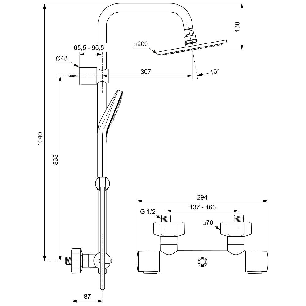 Душевая стойка Ideal Standard IdealRain Cube A6985AA