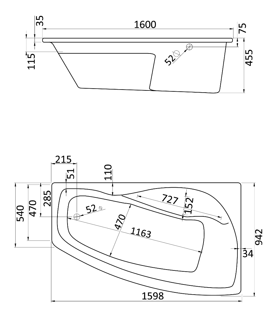 Акриловая ванна Santek Майорка XL 160x95 R