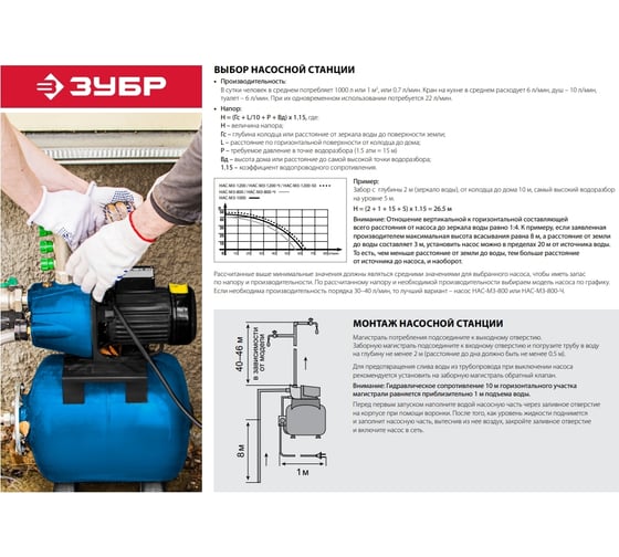 Насосная станция Зубр МАСТЕР НАС-М3-1000