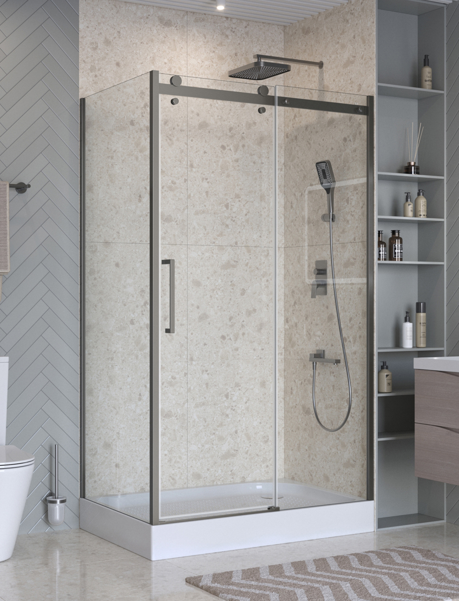 Душевой уголок BelBagno MARINO-2-AH-1-130/100-C-GM 130x100 прозрачный, оружейная сталь