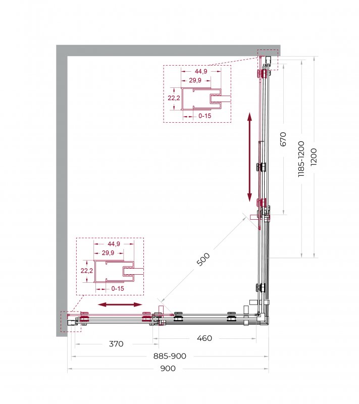 Душевой уголок BelBagno MARINO-2-AH-2-120/90-C-GM 120x90 прозрачный, оружейная сталь