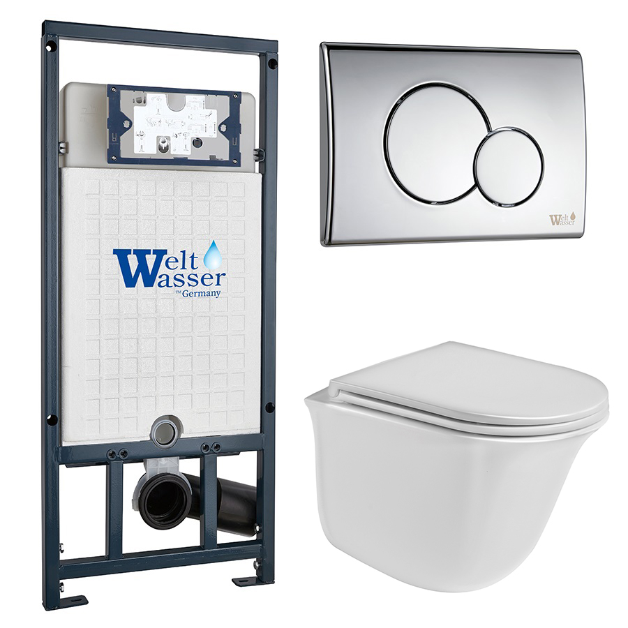 Комплект Weltwasser 10000006994 унитаз Telbach 004 GL-WT + инсталляция Marberg 507 + кнопка Mar 507 RD