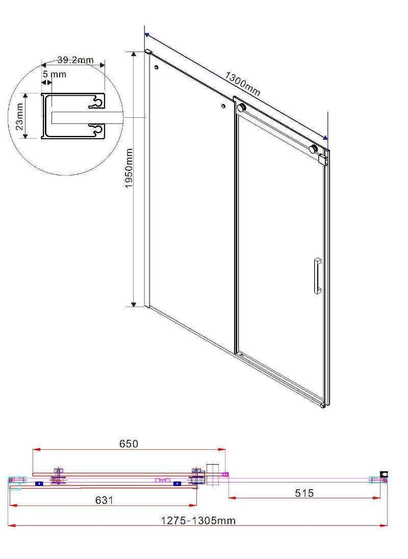 Душевая дверь Vincea Como VPS-1C 130x195 VPS-1C130CL хром, прозрачная