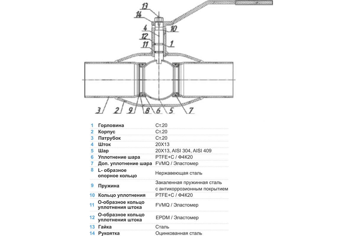 Шаровой кран TEMPER 293 Ду40 Ру40 фланцевый полнопроходной стальной D160-07574 D160-13023