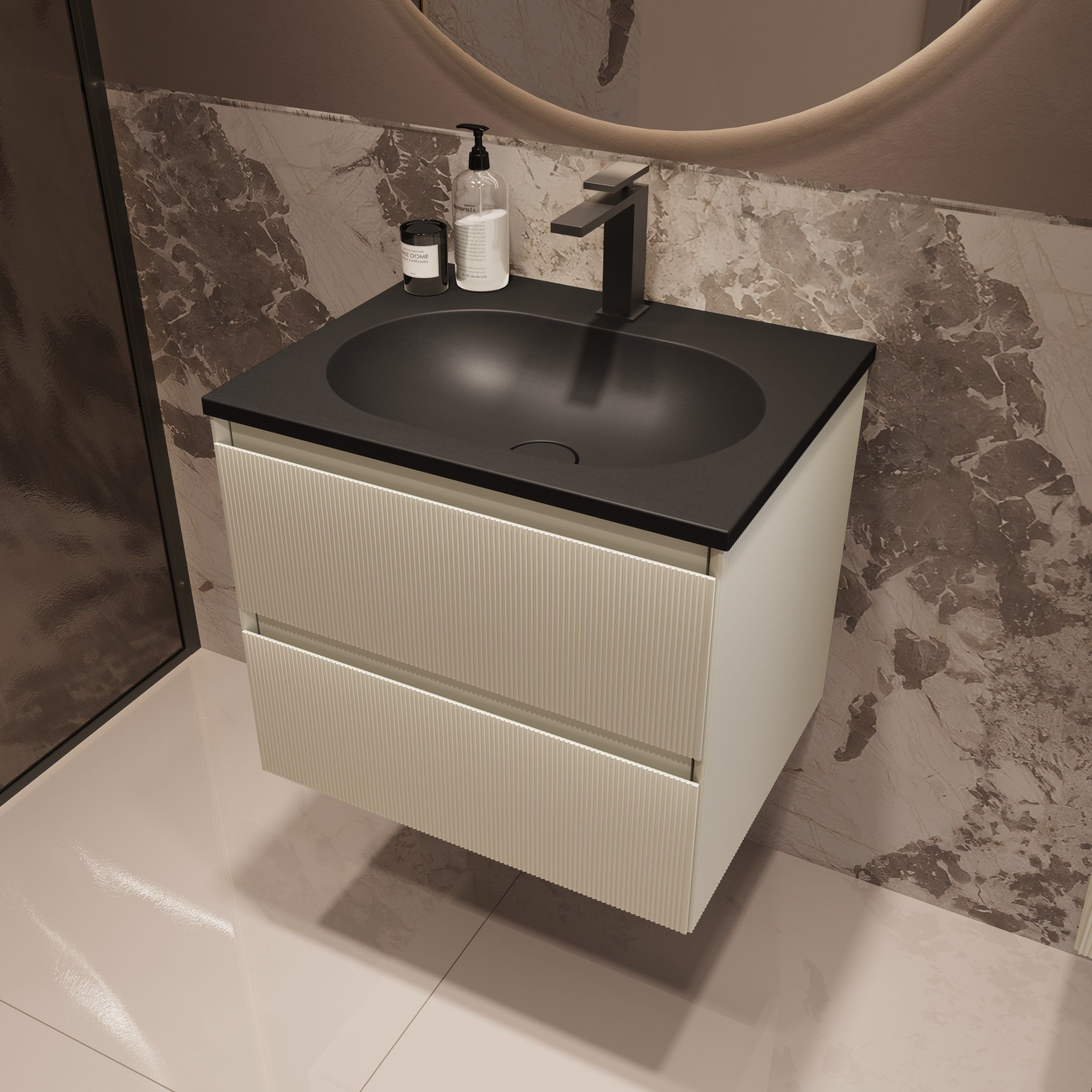 Мебель для ванной Vincea Велле (Welle) 60 см бежевый матовый софт-тач