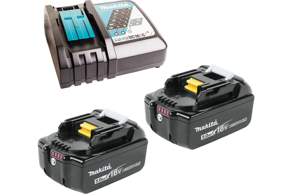 Аккумулятор 191L74-5 (2 шт; 18В; 5.0 Ач; Li-Ion) с зарядным устройством Makita 199379