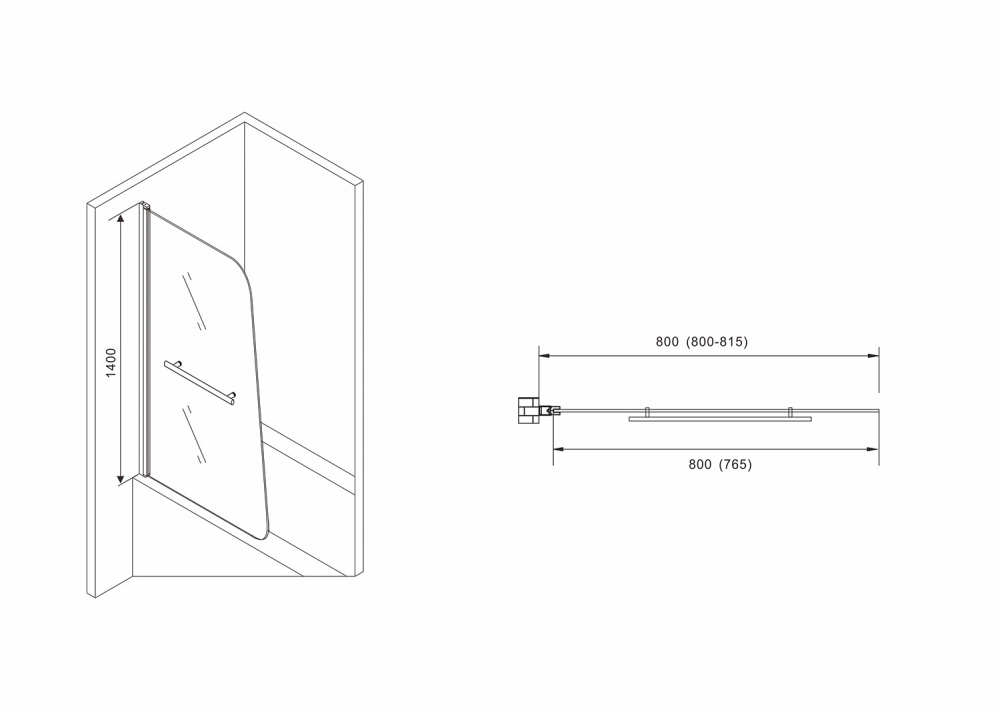 Шторка для ванны Abber Ewiges Wasser AG50080B 80x140 черный