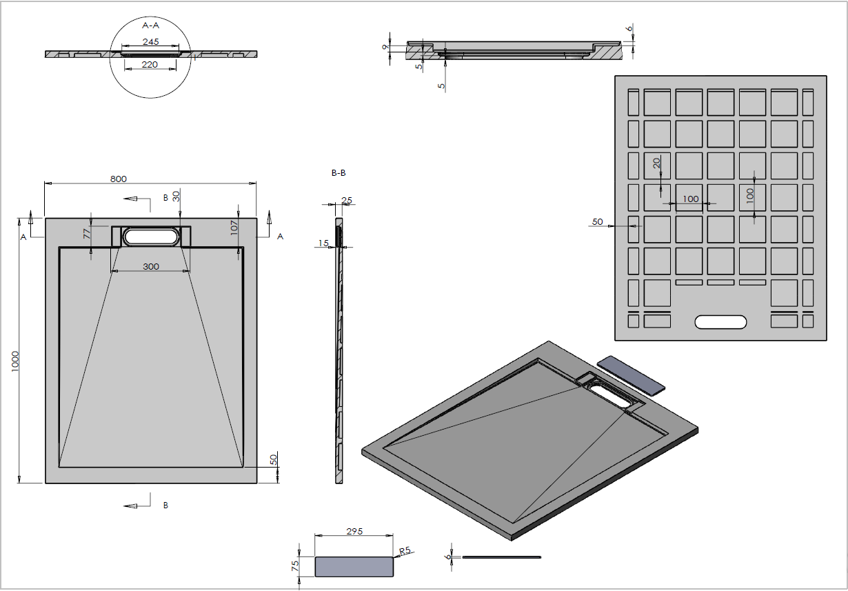 Поддон для душа Vincea VST-4SRL8010G 100x80 серый