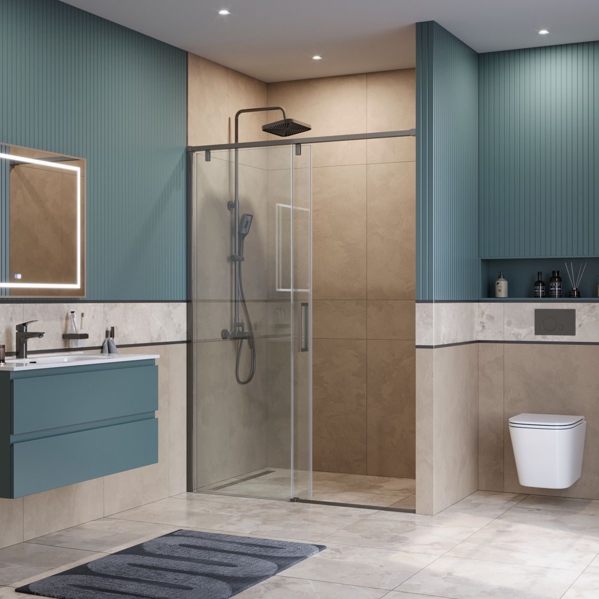 Душевая дверь BelBagno SOFT_CLOSE-1-BF-1-140-C-GM 140x200 прозрачная, оружейная сталь Душевая дверь BelBagno SOFT_CLOSE-1-BF-1-140-C-GM 140x200 прозрачная, оружейная сталь