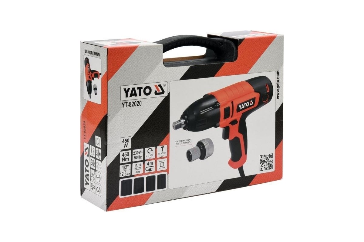 Электрический ударный гайковерт Yato 1/2"450Вт/450Нм YT-82020