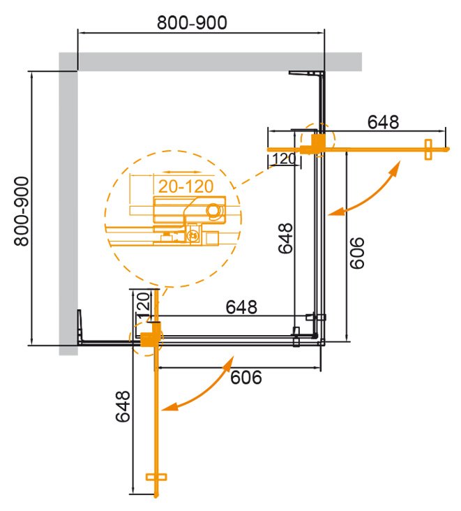 Душевой уголок Cezares SLIDER-A-2-80/90-GRIGIO-NERO 80/90x80/90 серый, черный