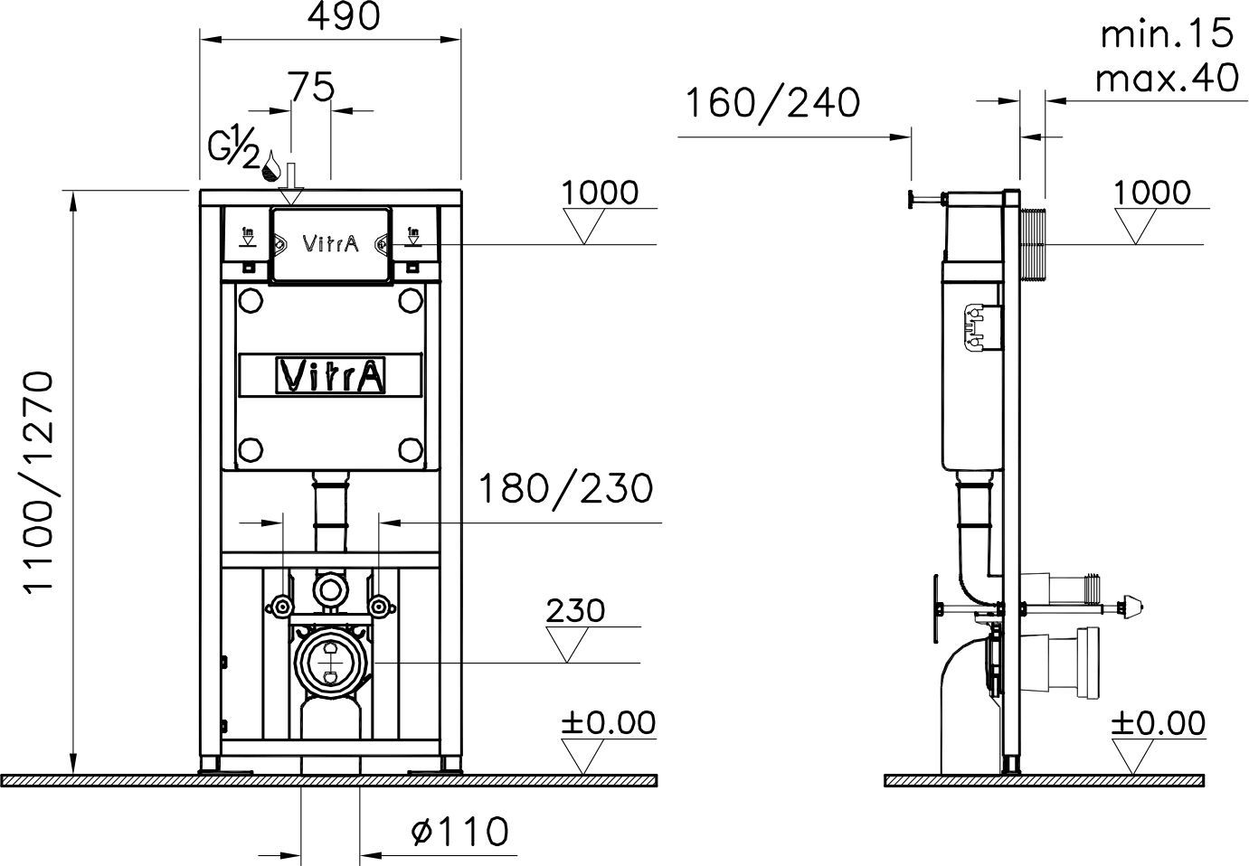 Подвесной унитаз VitrA S40 L-box 9005B003-7211 с микролифтом, инсталляцией