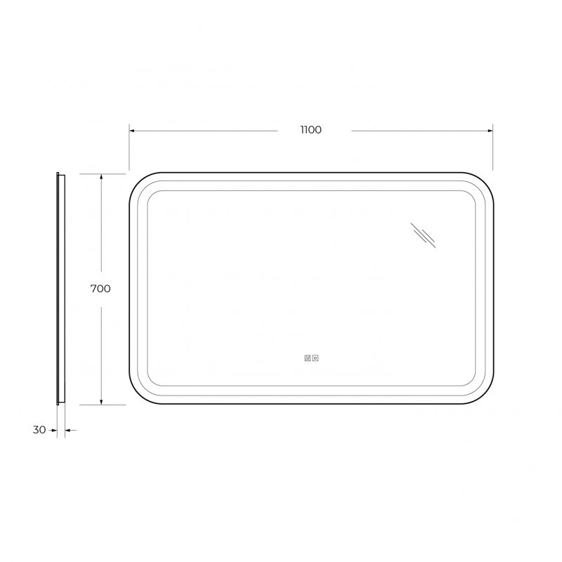 Зеркало Cezares Stylus 110x70 см с подсветкой, подогревом CZR-SPC-STYLUS-1100-700-TCH-WARM