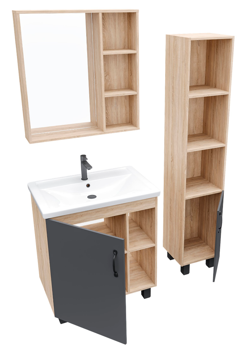 Мебель для ванной Grossman Флай 70 см дуб сонома/серый