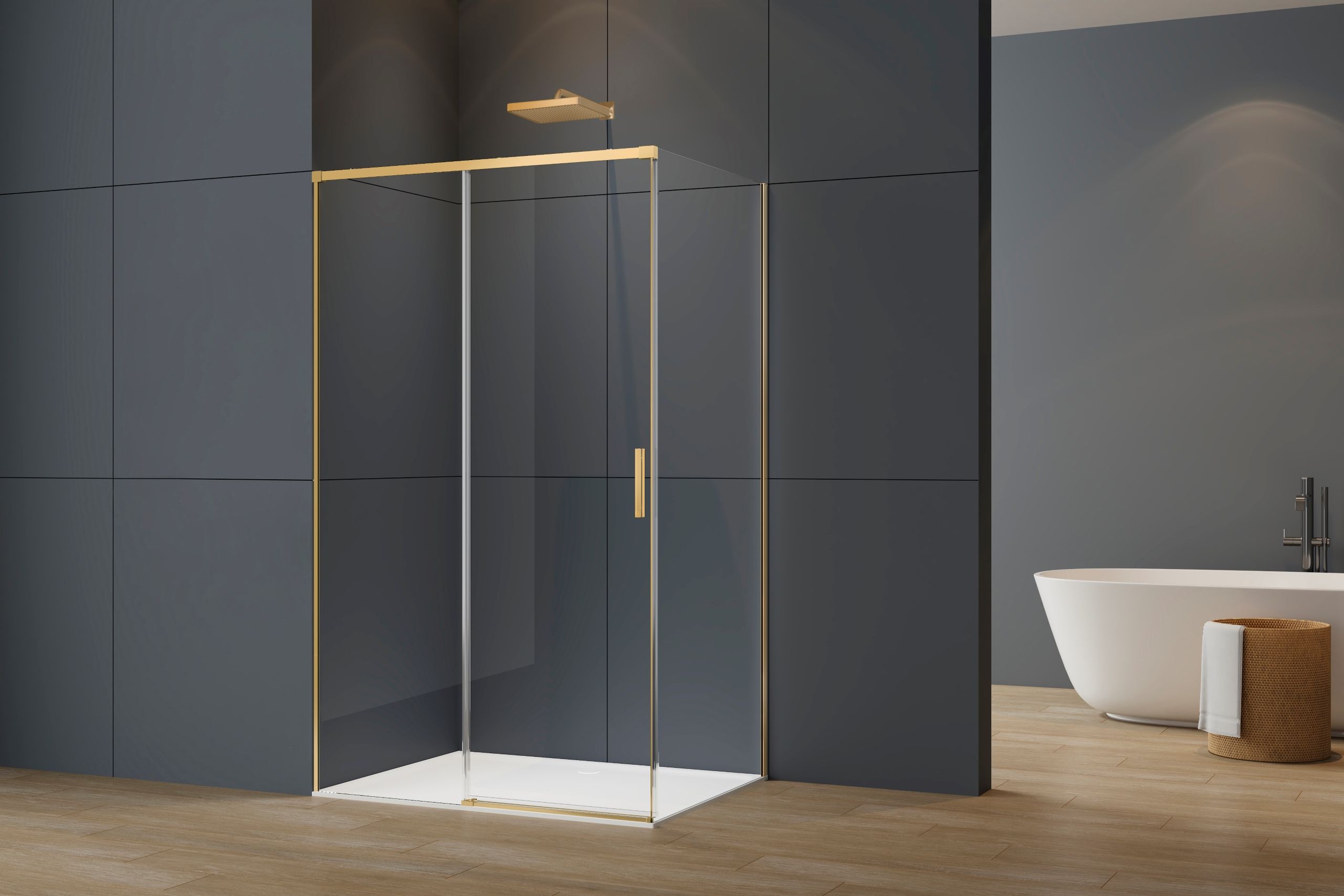 Душевой уголок Vincea Софт 2 (Soft 2) VSR-3SO29012CLG 120x90 брашированное золото, прозрачное