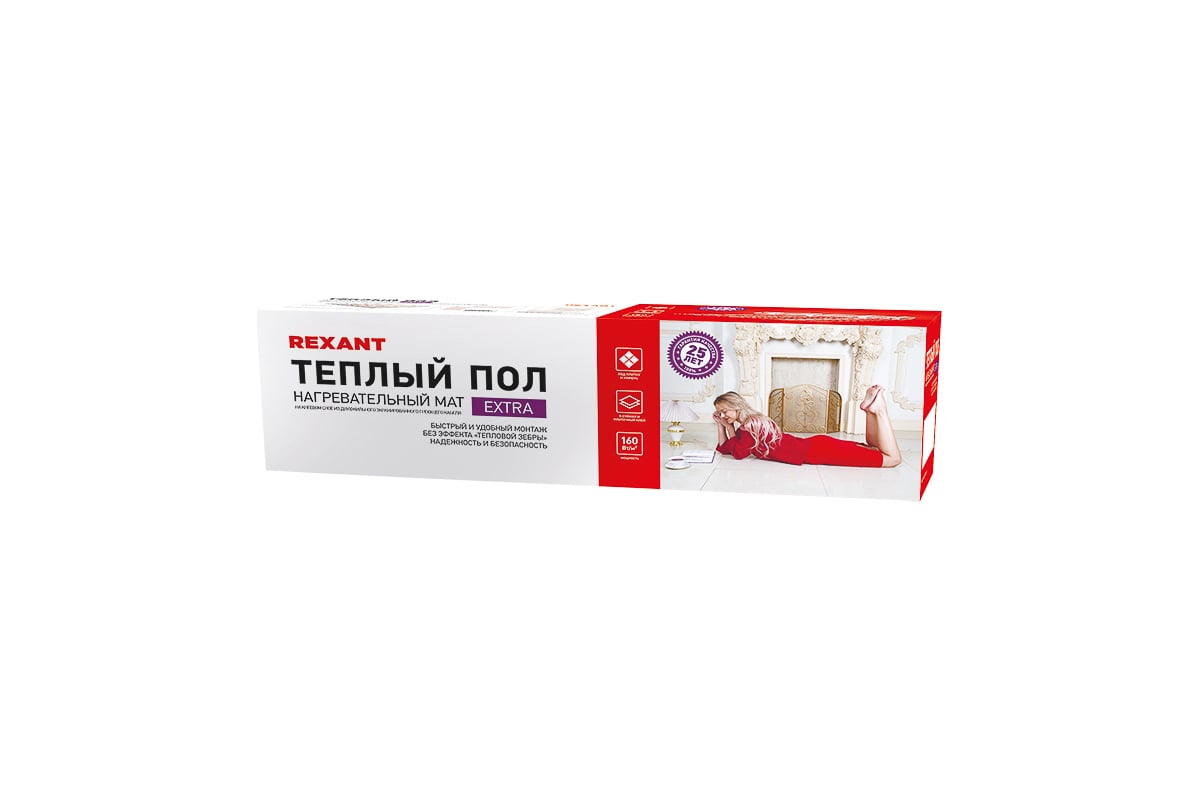 Нагревательный мат Rexant Extra, 2м² (0,5x4,0 м), 320Вт 51-0504