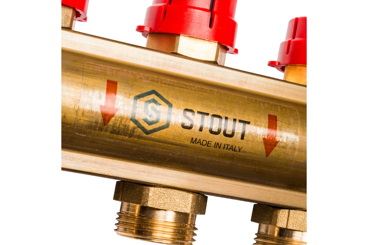 Распределительный коллектор из латуни с расходомерами 9 вых. STOUT SMB 0473 000009