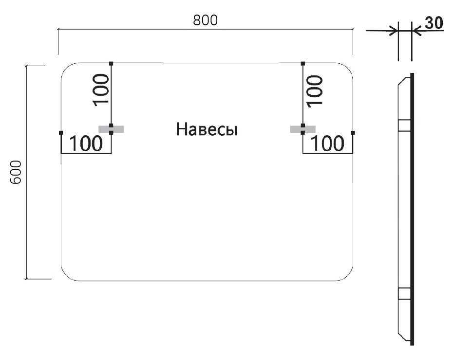 Зеркало Vincea VLM-3VC800B-2 80x60 см, сенсорный выключатель и диммер, антипар, черный