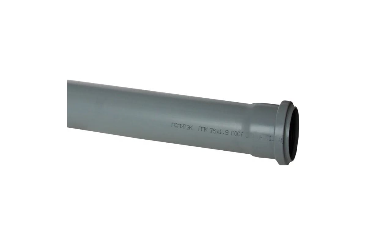 Труба с раструбом Политэк пп 75x1,9x1000 117510