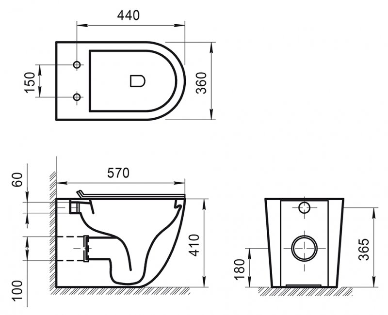 Приставной унитаз BelBagno Sfera-R BB2141CBR безободковый, горизонтальный выпуск