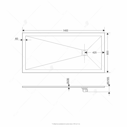 Поддон для душа RGW Stone Tray ST-0148G 80x140 графит