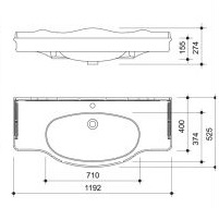 Раковина Caprigo VP21-120 120 см