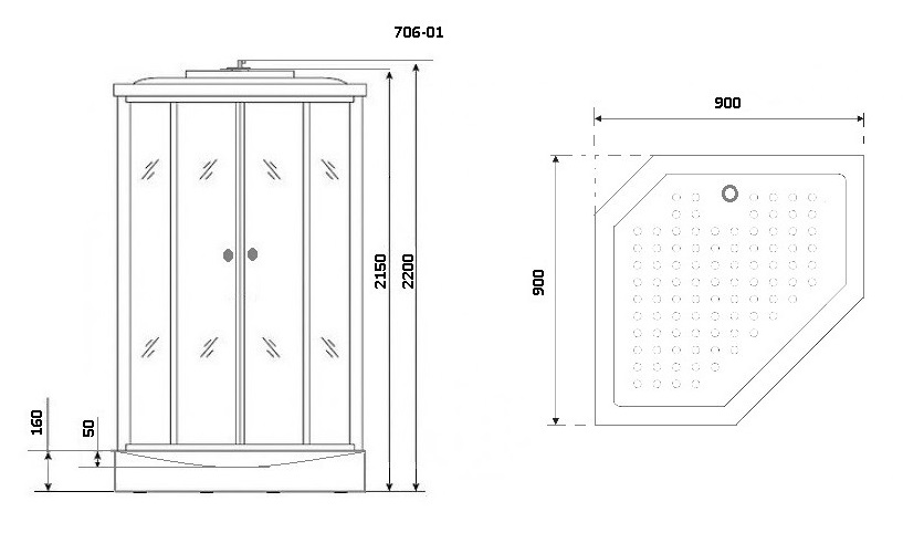 Душевая кабина Niagara Ultra NG-706-01 90x90 стекло прозрачное с полосой