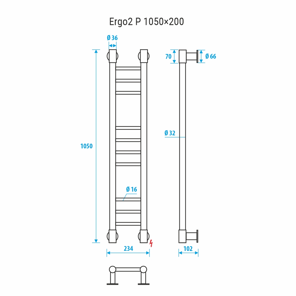 Полотенцесушитель электрический Energy Ergo2 P EETRERGO2P1052 20x105 хром