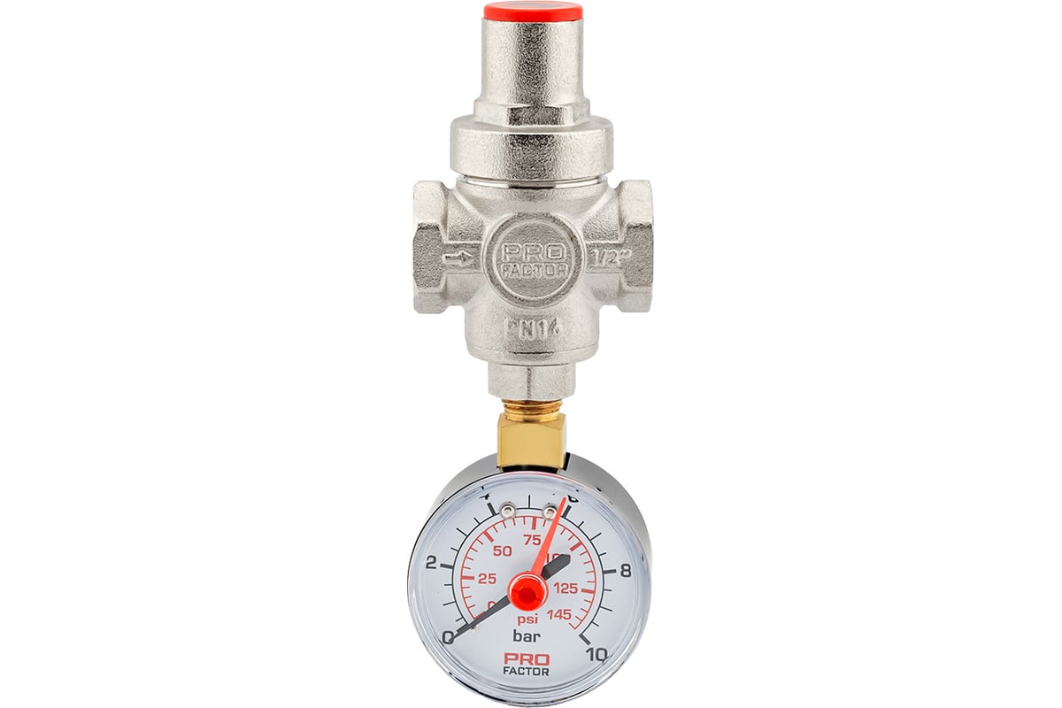 Редуктор давления PROFACTOR поршневой, c манометром 1/2" PF PRV 251.15G