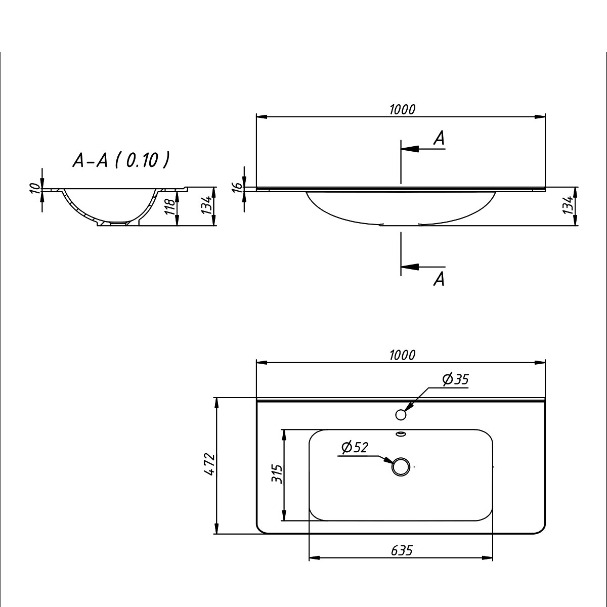 Тумба с раковиной Vincea Paola 100 см Beton