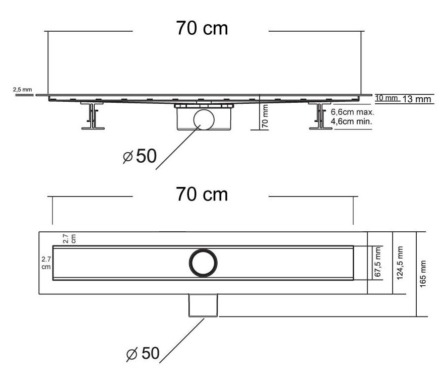 Душевой лоток Vincea Say Optima Blok SAY.601.70.P.BLOK 70 см, хром