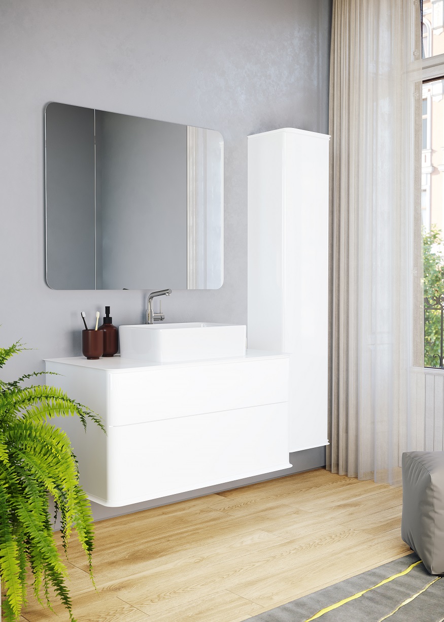 Мебель для ванной Creto Stella 100 см белый глянец