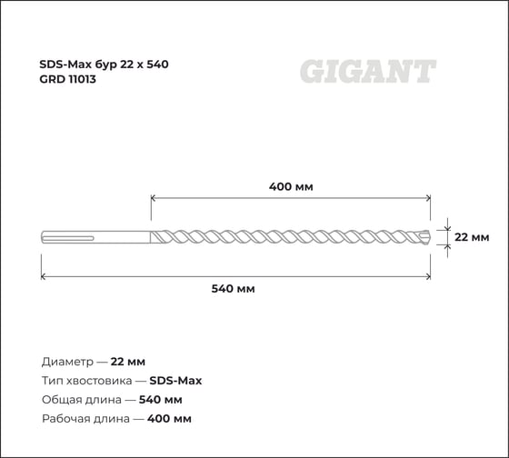 Бур SDS-Max (22x540 мм) Gigant GRD 11013