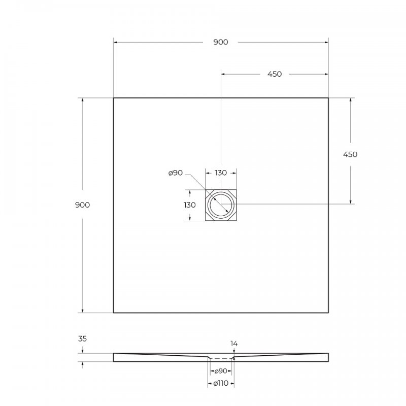 Поддон для душа BelBagno TRAY-MR-UNO-A-90-35-W-CR 90x90 белый