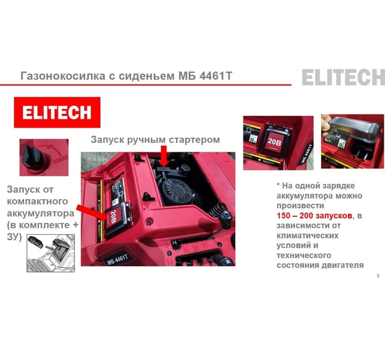 Газонокосилка бензиновая Elitech МБ 4461Т (E1610.001.00) 205395