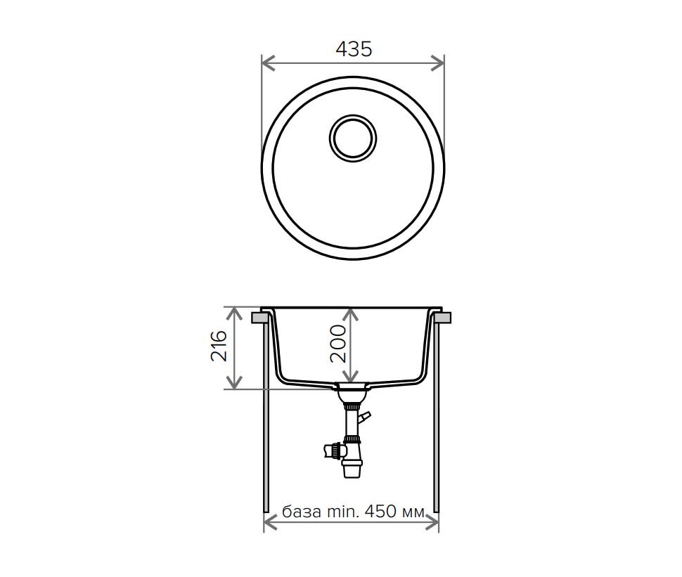 Кухонная мойка Tolero R-104 №001 45 см серый металлик