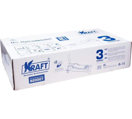 Подкатной гидравлический домкрат Kraft 3 т, 75-500 мм KT 820007