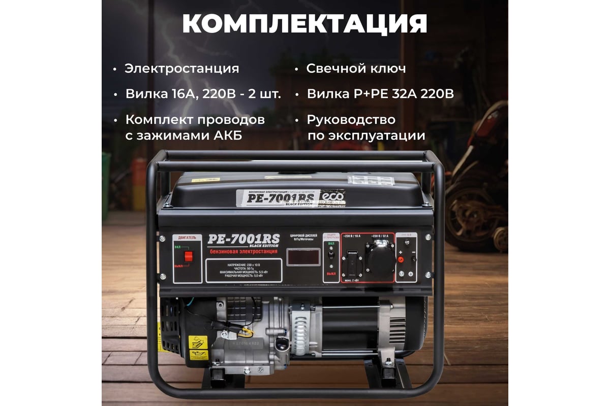 Бензиновый генератор Eco PE-7001RS Black Edition EC1566-2