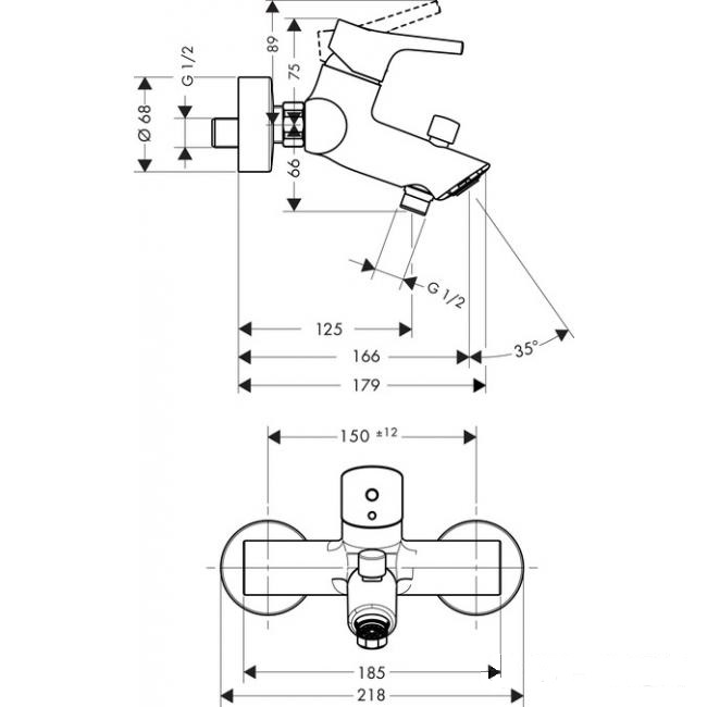 Смеситель для ванны Hansgrohe Talis S 72400000